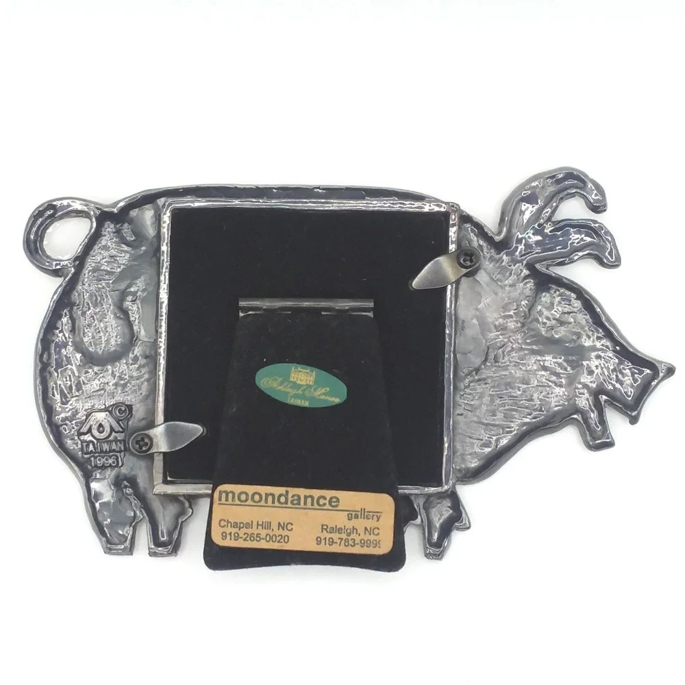 Vintage‎ Ashleigh Manor  Pig Pewter Picture Frame Ruth Reynolds Folk Frames 1996